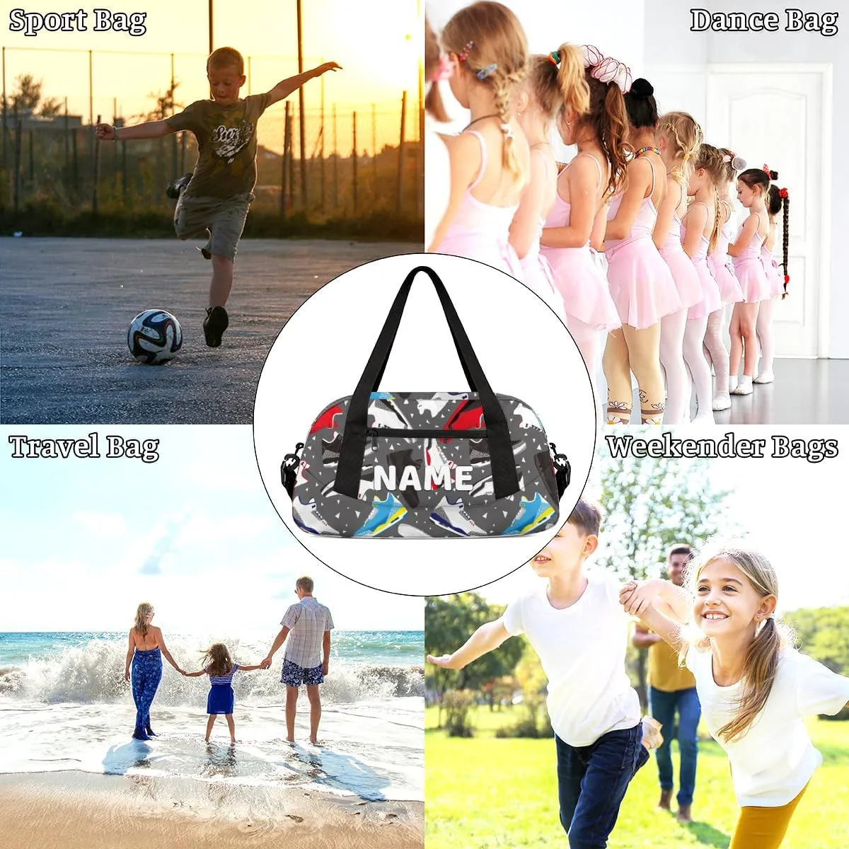 Personalized Duffel Bags Custom Travel Basketball Shoes Sports Carry On Gym Bag Cheerful Cheer Bags Weekender Bag Overnight Christmas Gift Bag for kids