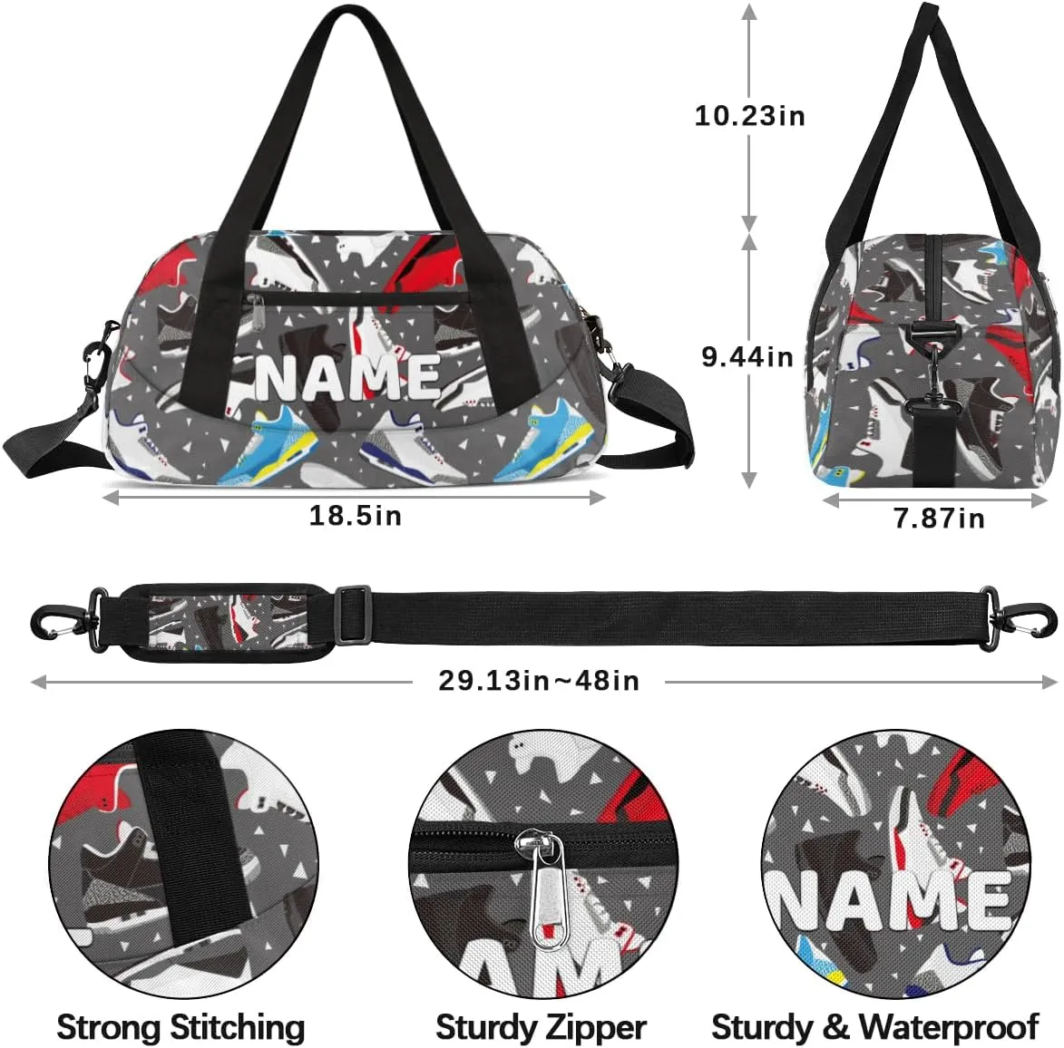 Personalized Duffel Bags Custom Travel Basketball Shoes Sports Carry On Gym Bag Cheerful Cheer Bags Weekender Bag Overnight Christmas Gift Bag for kids
