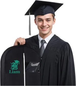Personalized Garment bag for Hanging Clothes with Name Custom Graduation Breathable Black Custom Bags With 2 Mesh Pockets for Grad Students, Ideal for Suits, Dress Storage Bag, Personalized Grad Gift