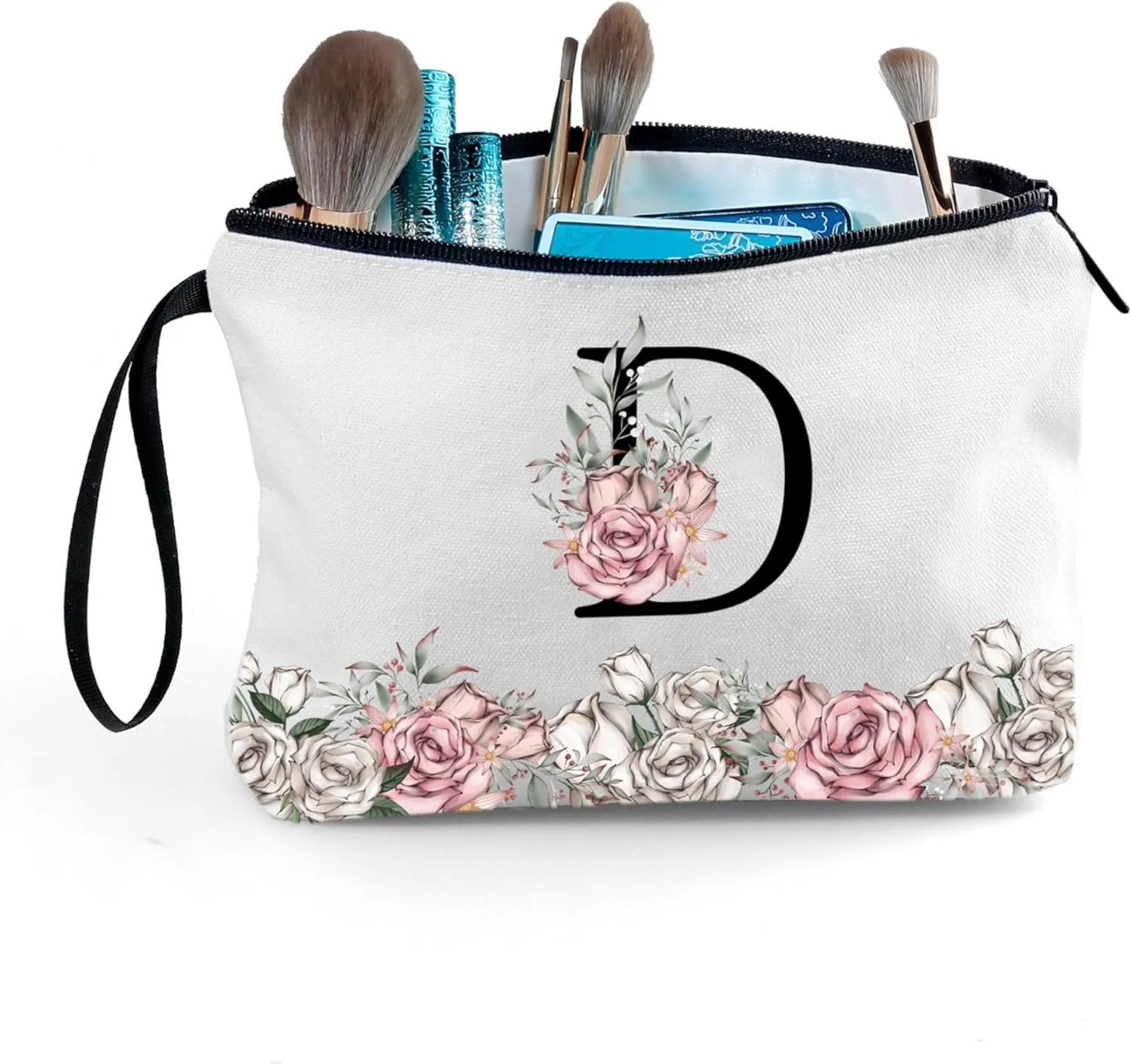 Personalized Gifts for Women,Small Make Up Bags for Purses,Valentines Day Gifts for Teen Girls,Initial Bags for Women,Monogrammed Makeup Bag,Mother's Day Gift(Letter D)