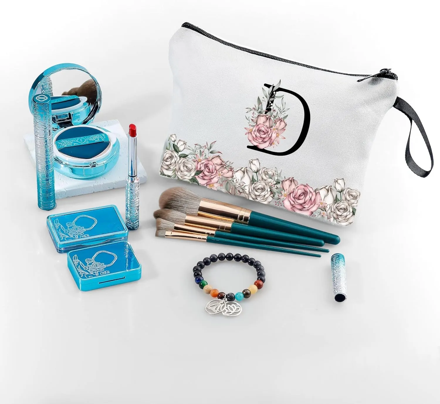Personalized Gifts for Women,Small Make Up Bags for Purses,Valentines Day Gifts for Teen Girls,Initial Bags for Women,Monogrammed Makeup Bag,Mother's Day Gift(Letter D)