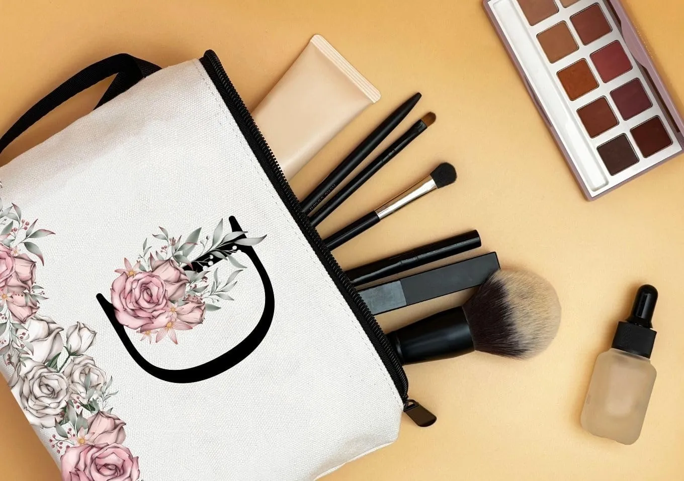 Personalized Gifts for Women,Small Make Up Bags for Purses,Valentines Day Gifts for Teen Girls,Initial Bags for Women,Monogrammed Makeup Bag,Mother's Day Gift(Letter D)