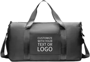 Personalized Gym Bag - Custom Duffle Bag for Men and Women (Grey with your logo)