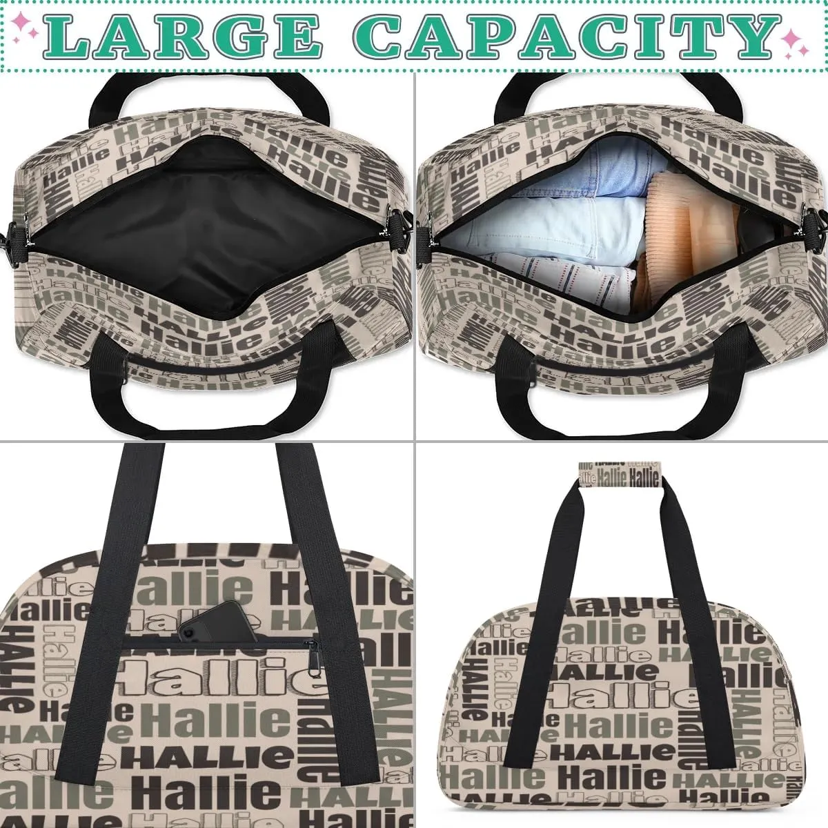 Personalized Gym Bag Duffel Bag for Girls Boys, Custom Cheerleader Bag Overnight Bags for Gymnastics Travel Sport Dance Monogrammed Name
