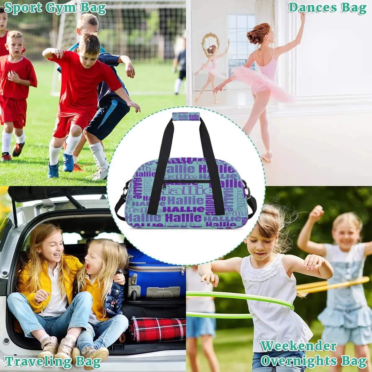 Personalized Gym Bag Duffel Bag for Girls Boys, Custom Cheerleader Bag Overnight Bags for Gymnastics Travel Sport Dance Monogrammed Name