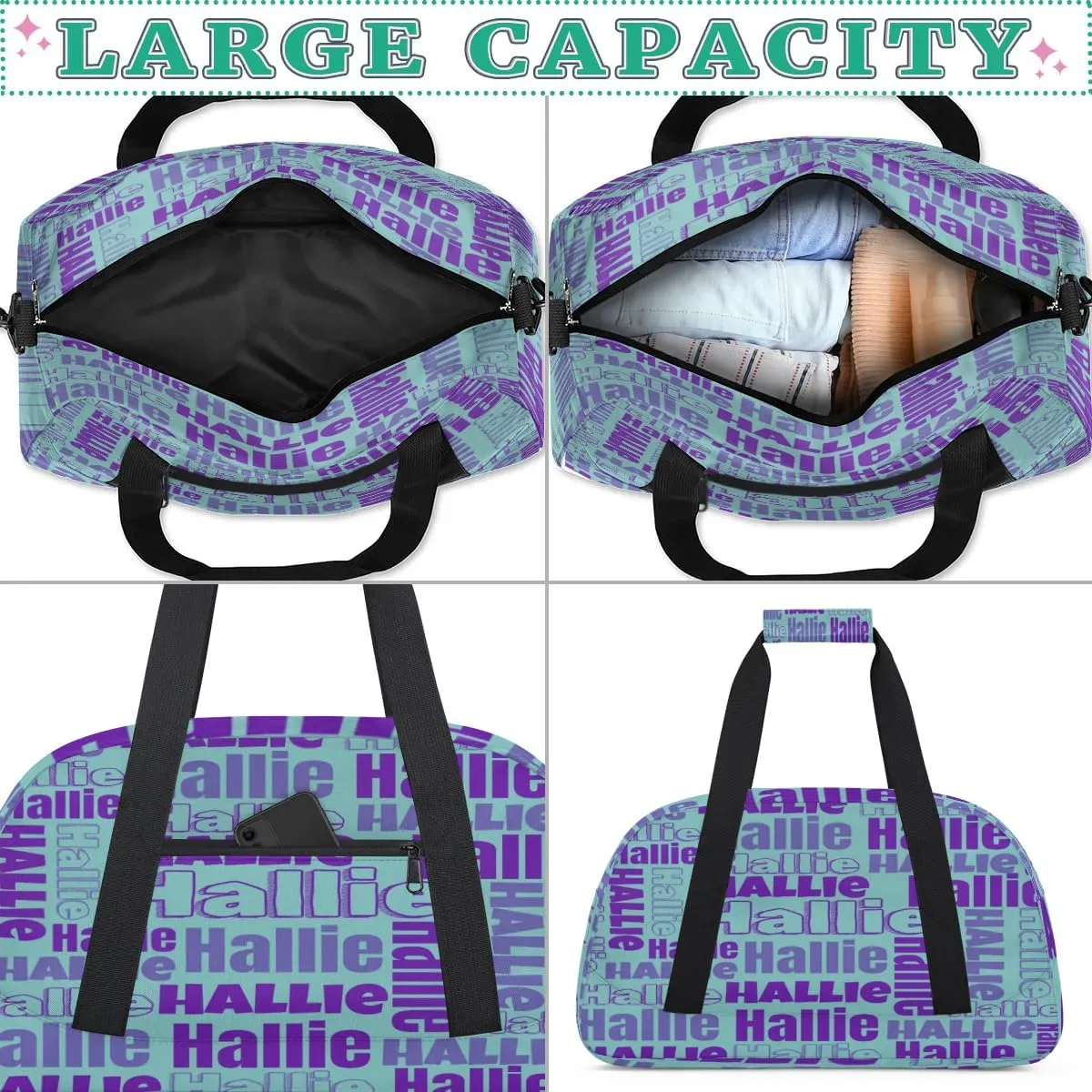 Personalized Gym Bag Duffel Bag for Girls Boys, Custom Cheerleader Bag Overnight Bags for Gymnastics Travel Sport Dance Monogrammed Name