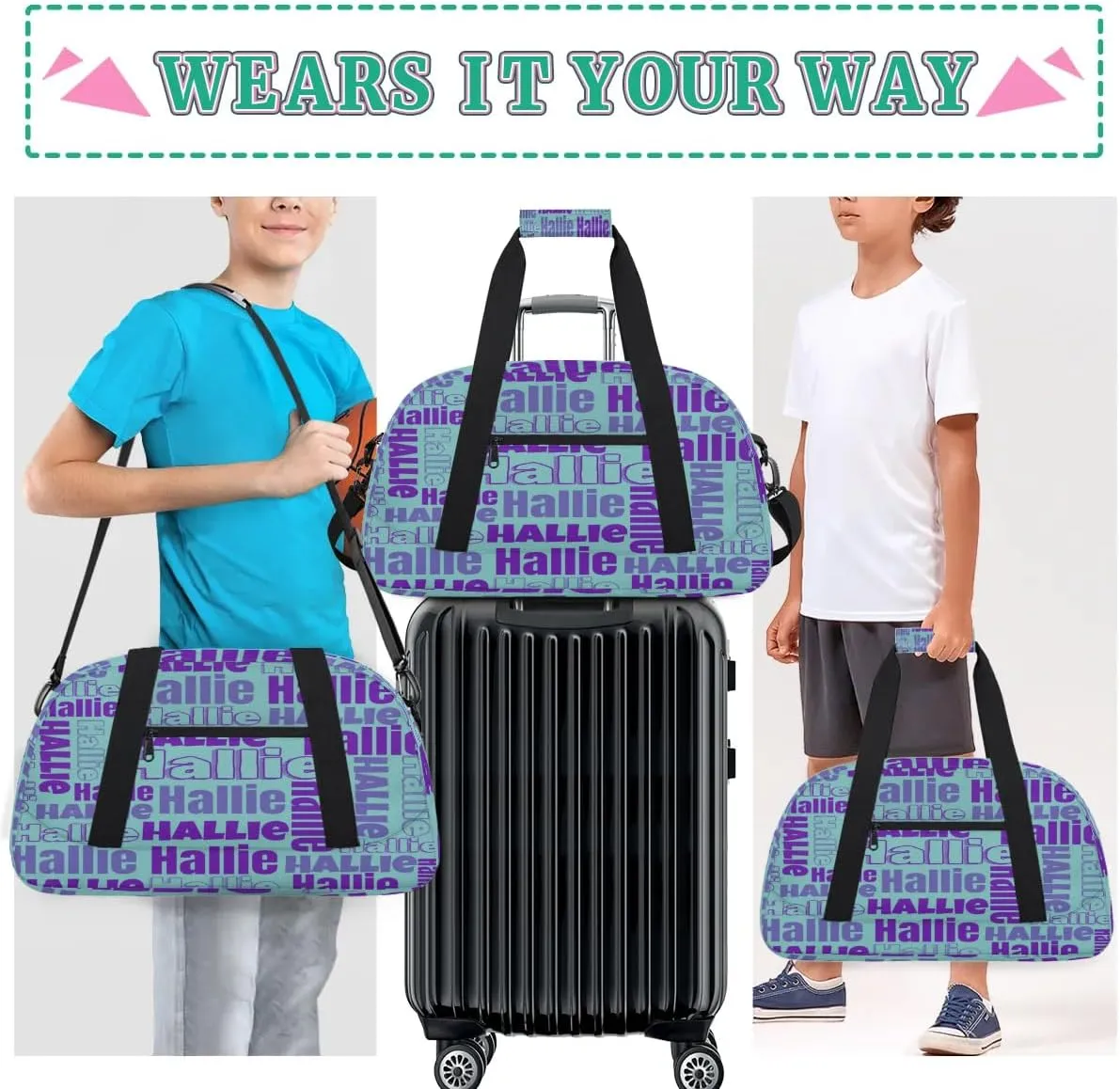 Personalized Gym Bag Duffel Bag for Girls Boys, Custom Cheerleader Bag Overnight Bags for Gymnastics Travel Sport Dance Monogrammed Name