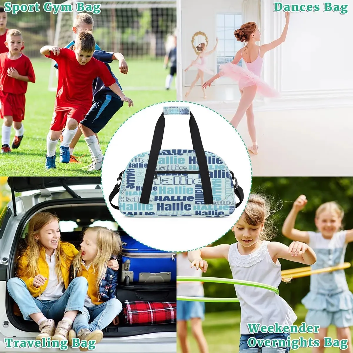 Personalized Gym Bag Duffel Bag for Girls Boys, Custom Cheerleader Bag Overnight Bags for Gymnastics Travel Sport Dance Monogrammed Name
