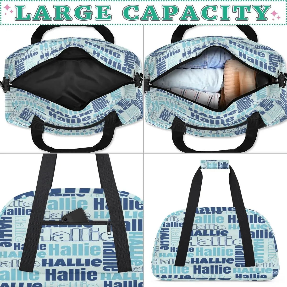 Personalized Gym Bag Duffel Bag for Girls Boys, Custom Cheerleader Bag Overnight Bags for Gymnastics Travel Sport Dance Monogrammed Name