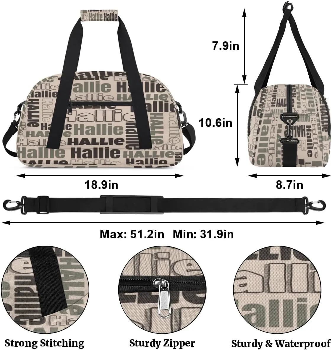 Personalized Gym Bag Duffel Bag for Girls Boys, Custom Cheerleader Bag Overnight Bags for Gymnastics Travel Sport Dance Monogrammed Name