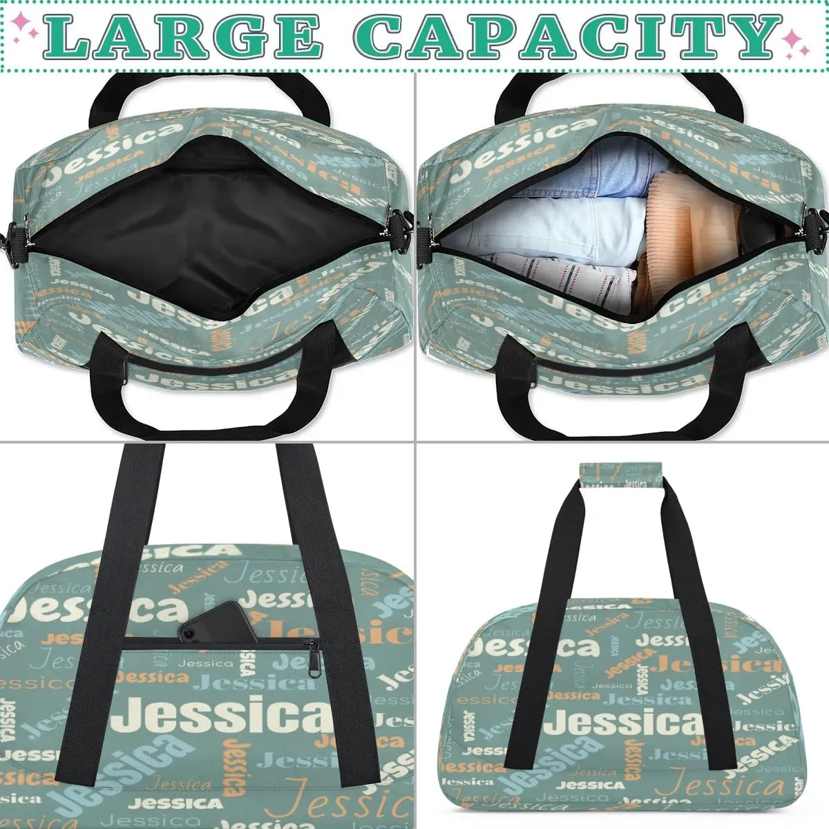 Personalized Gym Bag Duffel Bag for Girls Boys, Custom Cheerleader Bag Overnight Bags for Gymnastics Travel Sport Dance Monogrammed Name