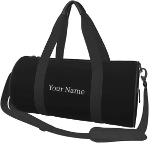 Personalized Gym Bag Sports Bag Duffel Bags, Personalized Custom Round Travel Bag, Custom Gymnastics Dance Bag, Customized Cylindrical Training Bag Overnight Weekender Sleepover Bag