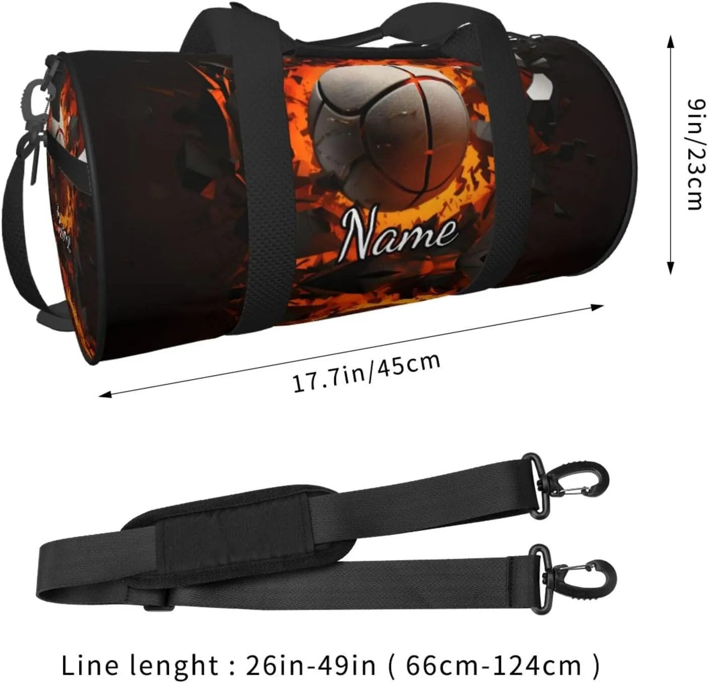 Personalized Gym Duffle Bag for Men,Custom Sports Tote Bag with Name for Women Weekender Carry On Personal Item,17in Basketball Balls Duffel Bag for Travel Overnight Fitness Dance