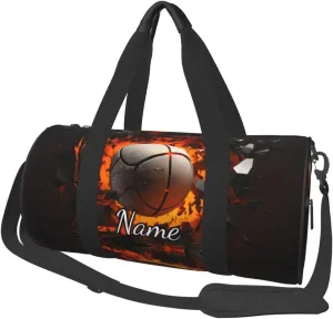 Personalized Gym Duffle Bag for Men,Custom Sports Tote Bag with Name for Women Weekender Carry On Personal Item,17in Basketball Balls Duffel Bag for Travel Overnight Fitness Dance