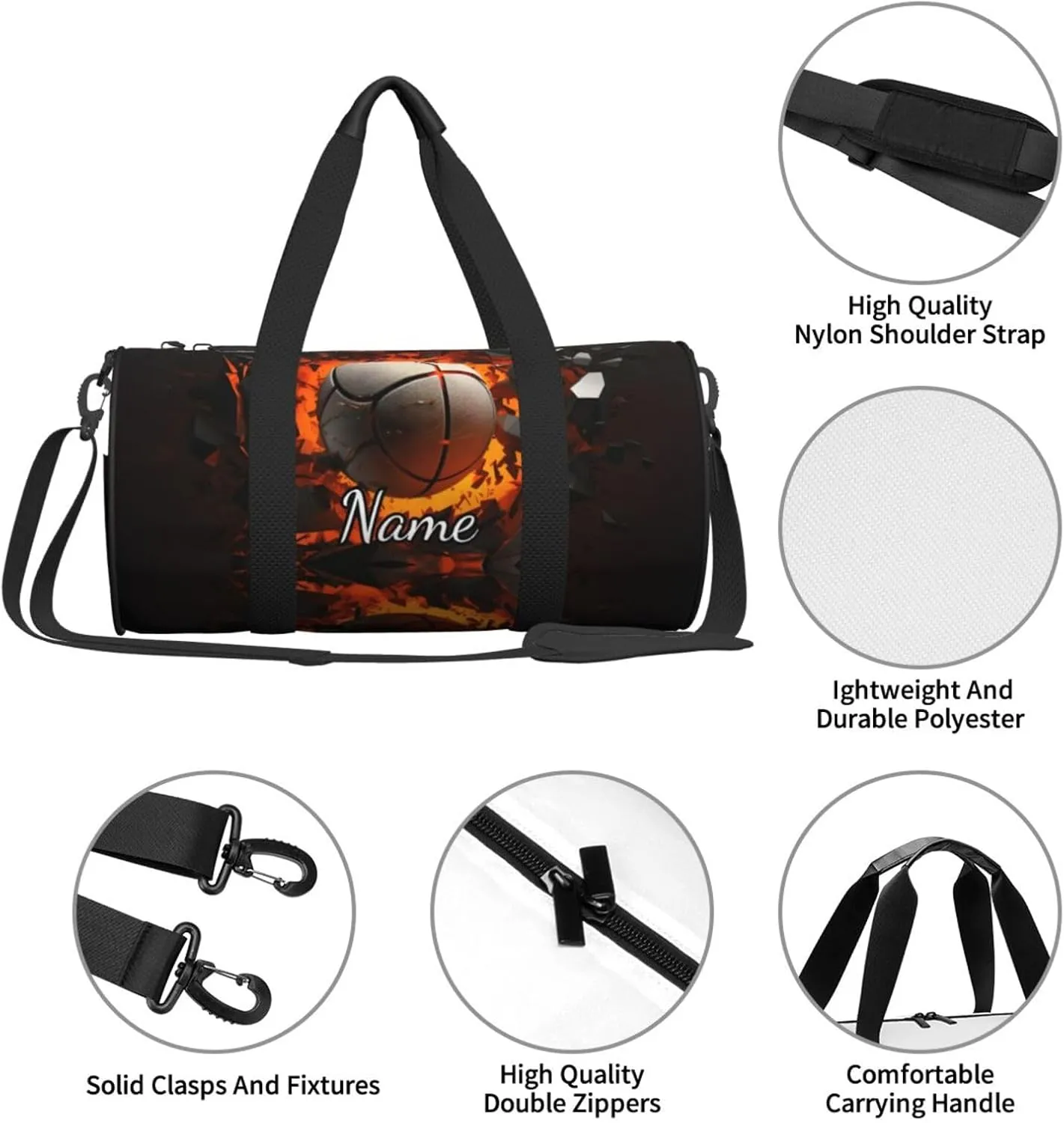 Personalized Gym Duffle Bag for Men,Custom Sports Tote Bag with Name for Women Weekender Carry On Personal Item,17in Basketball Balls Duffel Bag for Travel Overnight Fitness Dance