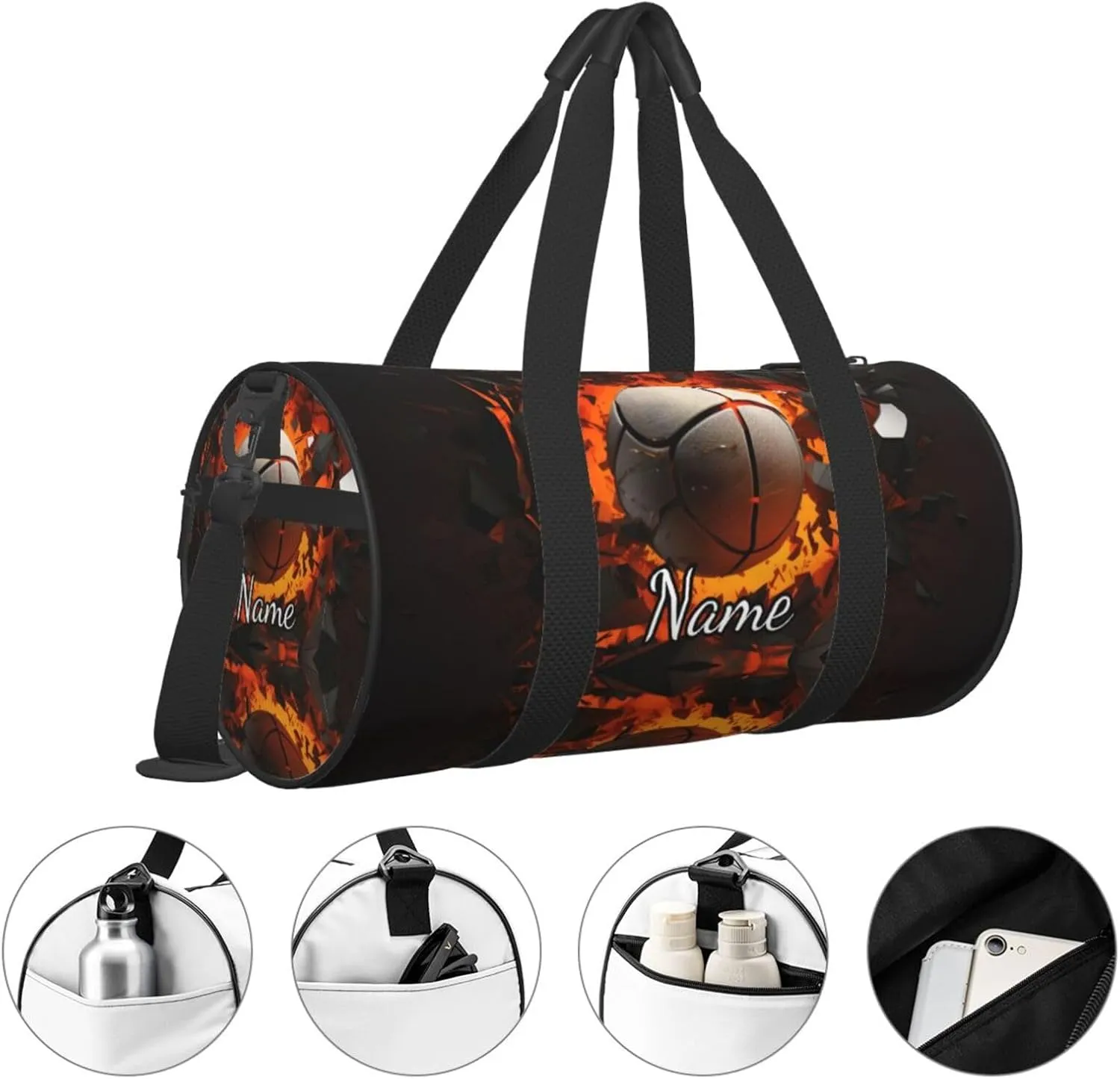 Personalized Gym Duffle Bag for Men,Custom Sports Tote Bag with Name for Women Weekender Carry On Personal Item,17in Basketball Balls Duffel Bag for Travel Overnight Fitness Dance