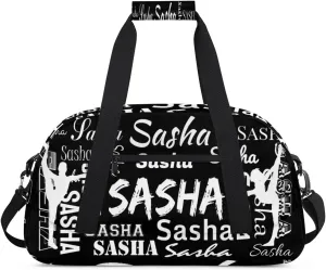 Personalized Gymnastics Bags, Custom Name Sport Duffel Bag Cheer Gymnastics Bags, Custom Gymnastics Silhouette Travel Overnight Weekender Bags, Black Bag