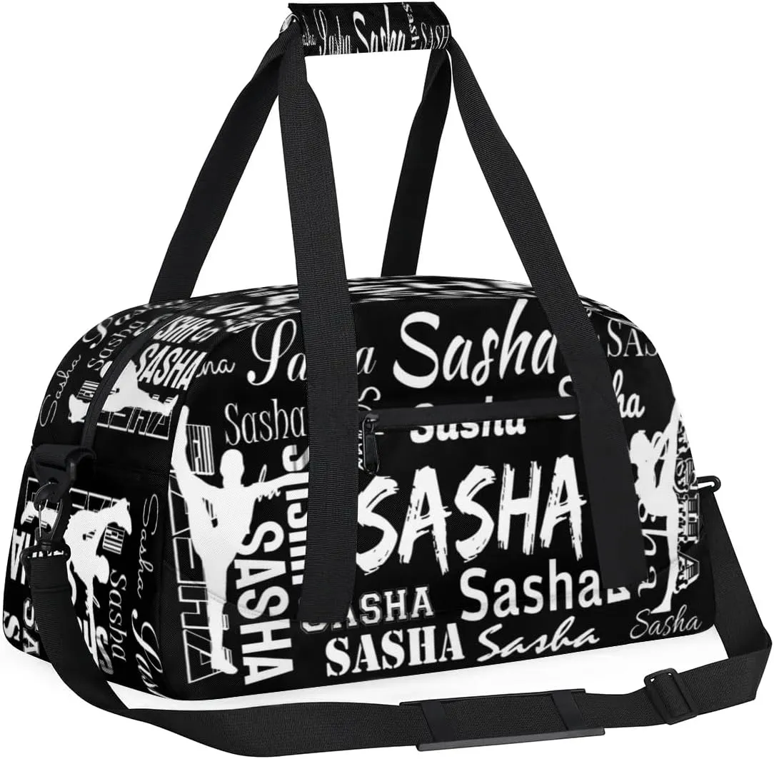 Personalized Gymnastics Bags, Custom Name Sport Duffel Bag Cheer Gymnastics Bags, Custom Gymnastics Silhouette Travel Overnight Weekender Bags, Black Bag