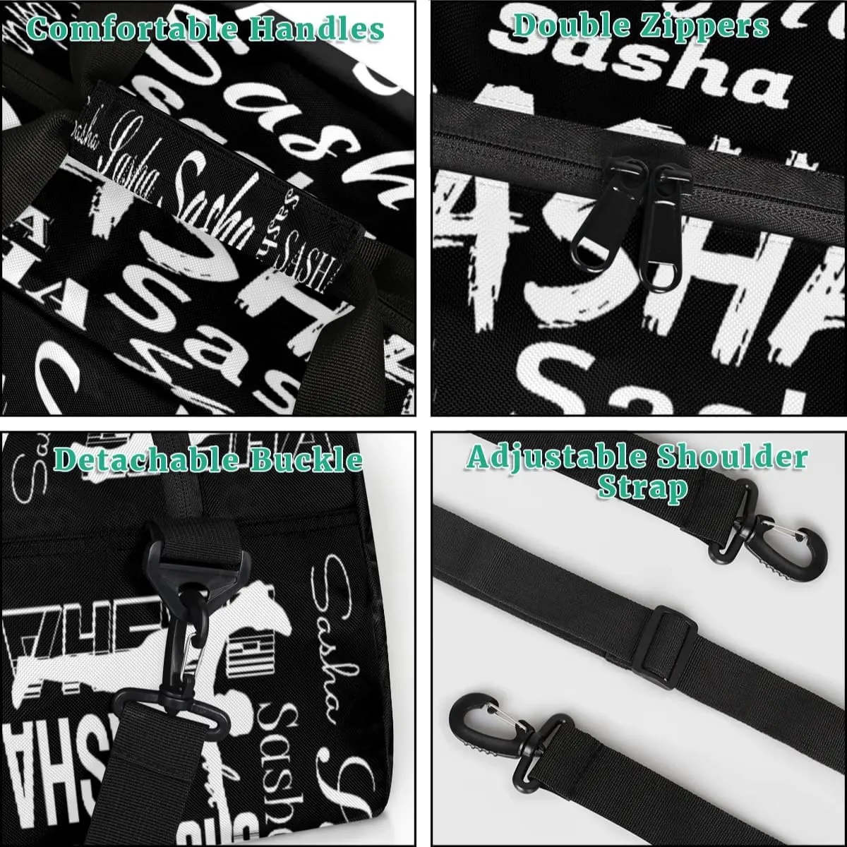 Personalized Gymnastics Bags, Custom Name Sport Duffel Bag Cheer Gymnastics Bags, Custom Gymnastics Silhouette Travel Overnight Weekender Bags, Black Bag