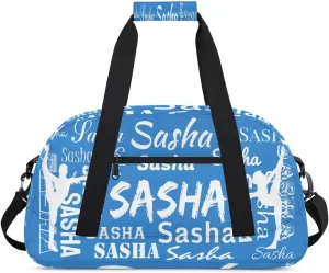 Personalized Gymnastics Bags, Custom Name Sport Duffel Bag Cheer Gymnastics Bags, Custom Gymnastics Silhouette Travel Overnight Weekender Bags, Blue Bag