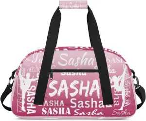 Personalized Gymnastics Bags Name, Custom Dance Duffel Bag Cheer Bags, Custom Sport Duffel Gym Bag Travel Weekender Bags Dark Pink Gradient