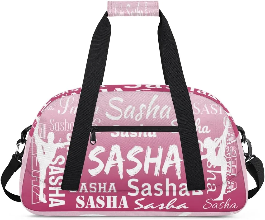 Personalized Gymnastics Bags Name, Custom Dance Duffel Bag Cheer Bags, Custom Sport Duffel Gym Bag Travel Weekender Bags Dark Pink Gradient