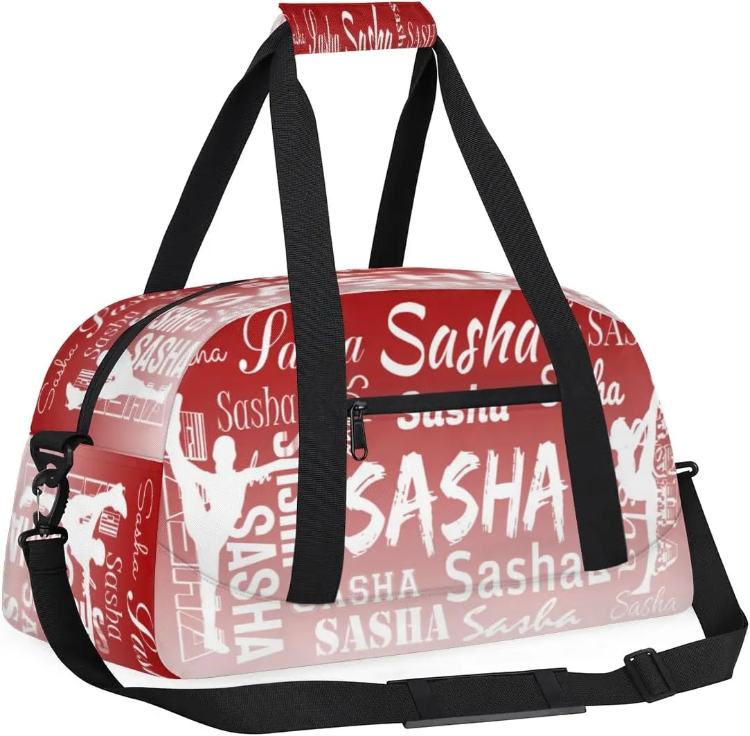 Personalized Gymnastics Bags Name, Custom Dance Duffel Bag Cheer Bags, Custom Sport Duffel Gym Bag Travel Weekender Bags Deep Red Gradient