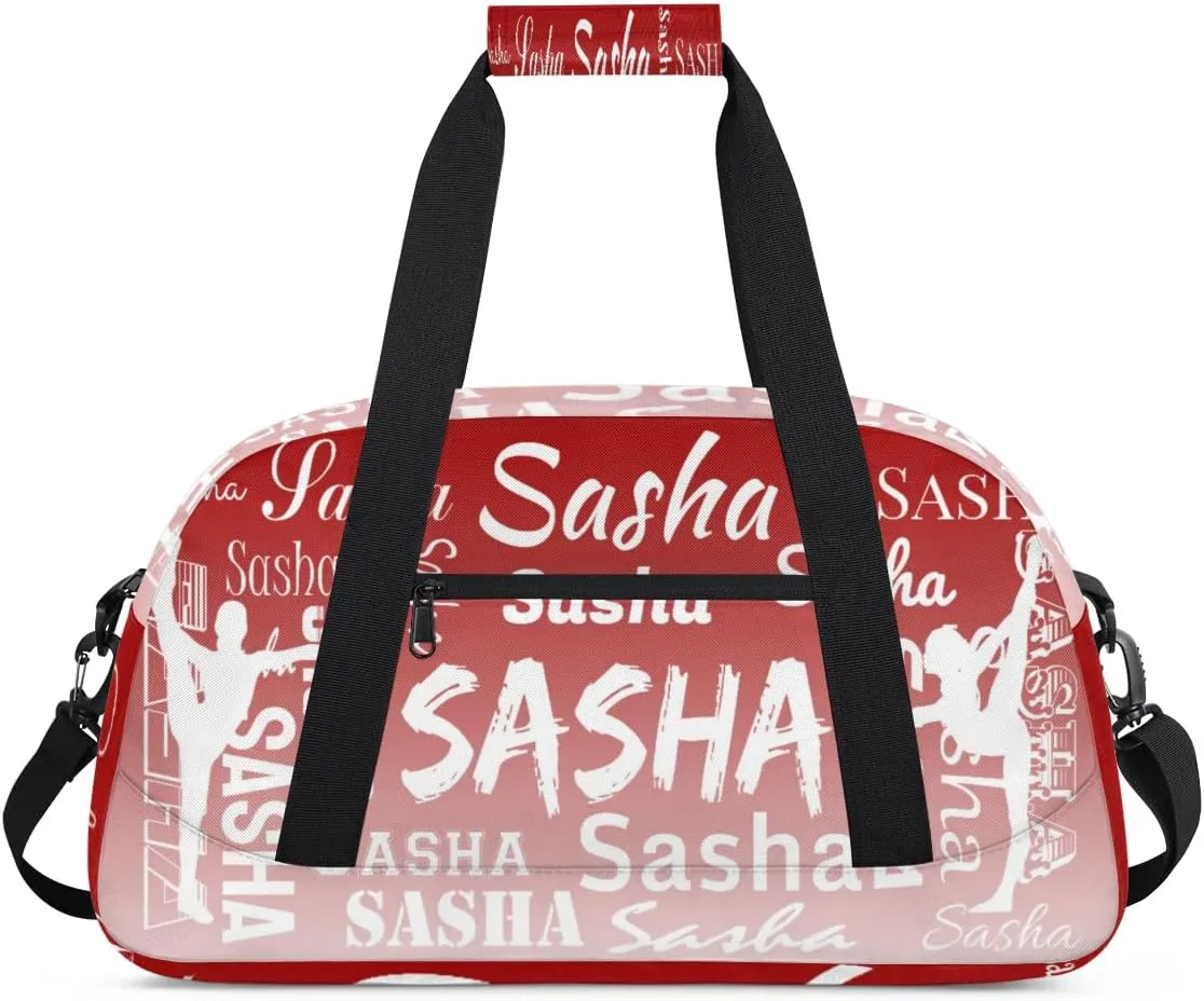 Personalized Gymnastics Bags Name, Custom Dance Duffel Bag Cheer Bags, Custom Sport Duffel Gym Bag Travel Weekender Bags Deep Red Gradient