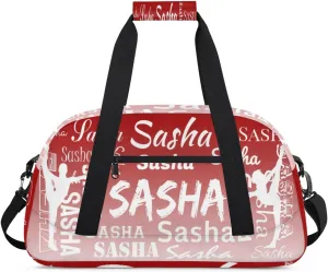 Personalized Gymnastics Bags Name, Custom Dance Duffel Bag Cheer Bags, Custom Sport Duffel Gym Bag Travel Weekender Bags Deep Red Gradient