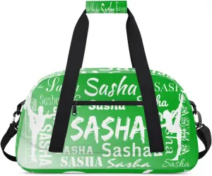 Personalized Gymnastics Bags Name, Custom Dance Duffel Bag Cheer Bags, Custom Sport Duffel Gym Bag Travel Weekender Bags Grass Green Gradient