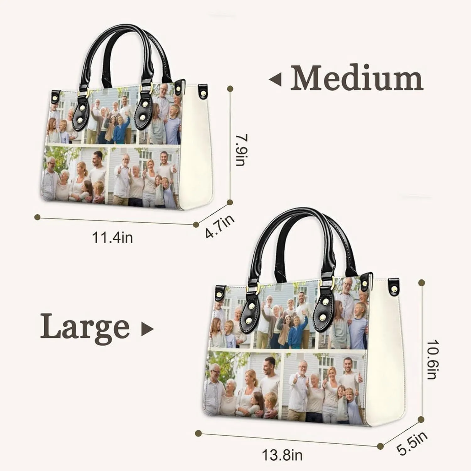 Personalized Handbag Gifts for Her - PU Leather Bags - Custom Women Tote Bag for Mother’s Day, Birthday, Wedding