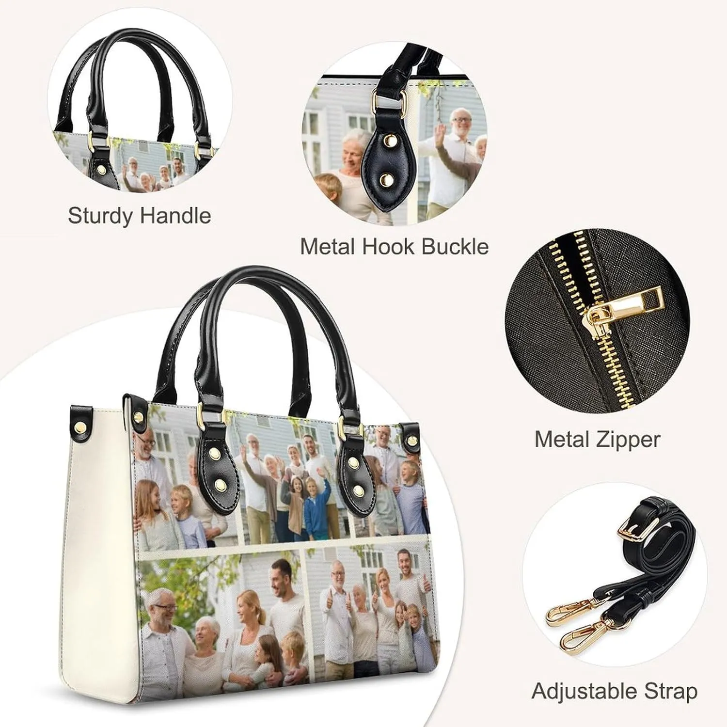 Personalized Handbag Gifts for Her - PU Leather Bags - Custom Women Tote Bag for Mother’s Day, Birthday, Wedding