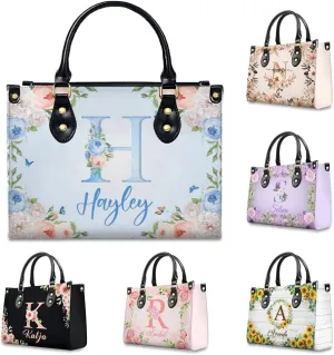 Personalized Handbags with Name for Women - Fashion Casual Initials Monogrammed Tote Bag for Mom Sister Teacher Bridesmaid
