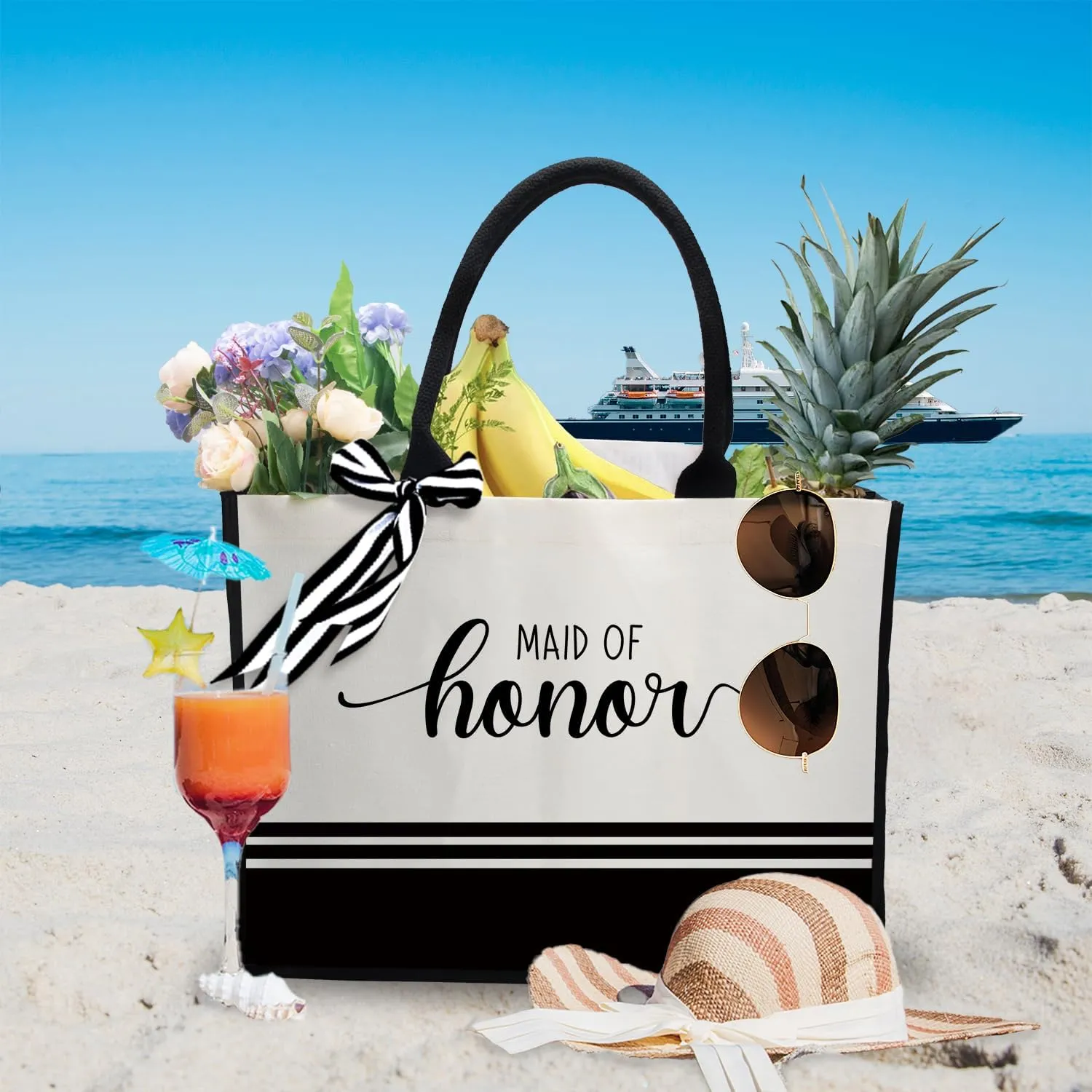 Personalized Initial Canvas Tote Bags, Monogrammed Tote Bag Gifts for Women Teacher Friend for Birthday Wedding