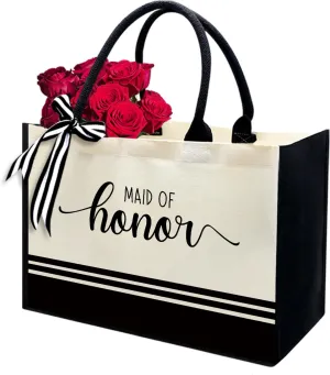 Personalized Initial Canvas Tote Bags, Monogrammed Tote Bag Gifts for Women Teacher Friend for Birthday Wedding