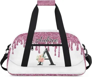 Personalized Initial Duffel Bags, Cusotm Sports Gym Bag Monogrammed Custom Travel Overnight Weekender Bag for Women Men with Name, 流体亮片2 Custom Gifts