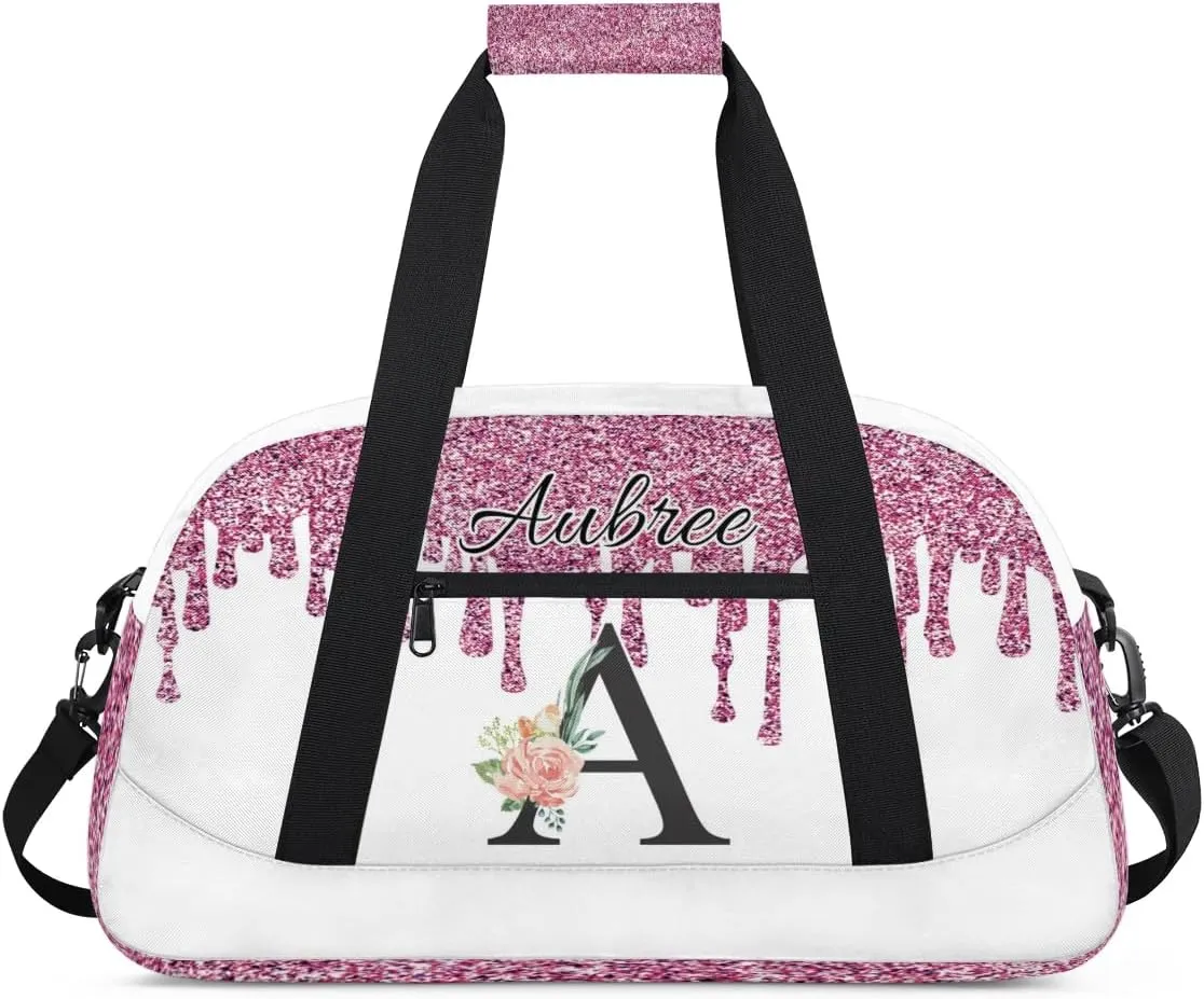 Personalized Initial Duffel Bags, Cusotm Sports Gym Bag Monogrammed Custom Travel Overnight Weekender Bag for Women Men with Name, 流体亮片2 Custom Gifts
