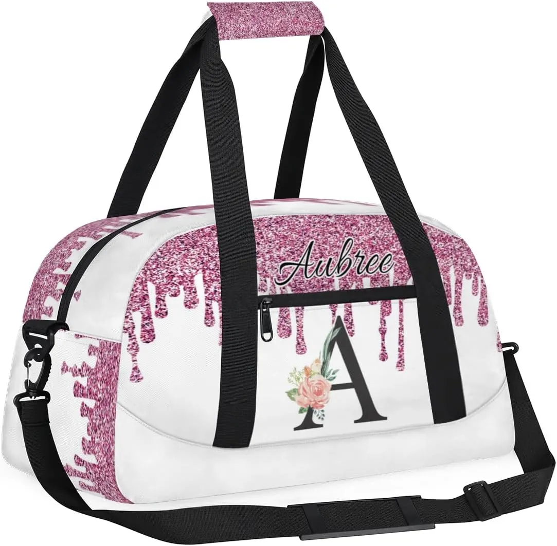 Personalized Initial Duffel Bags, Cusotm Sports Gym Bag Monogrammed Custom Travel Overnight Weekender Bag for Women Men with Name, 流体亮片2 Custom Gifts