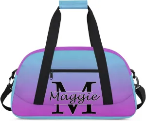 Personalized Initial Duffel Bags, Cusotm Sports Gym Bag Monogrammed Custom Travel Overnight Weekender Bag for Women Men with Name, Blue Purple Gradient