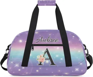 Personalized Initial Duffel Bags, Cusotm Sports Gym Bag Monogrammed Custom Travel Overnight Weekender Bag for Women Men with Name, Cut Glitter Print Custom Gifts