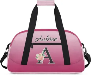 Personalized Initial Duffel Bags, Cusotm Sports Gym Bag Monogrammed Custom Travel Overnight Weekender Bag for Women Men with Name, Dark Pink Gradient Custom Gifts