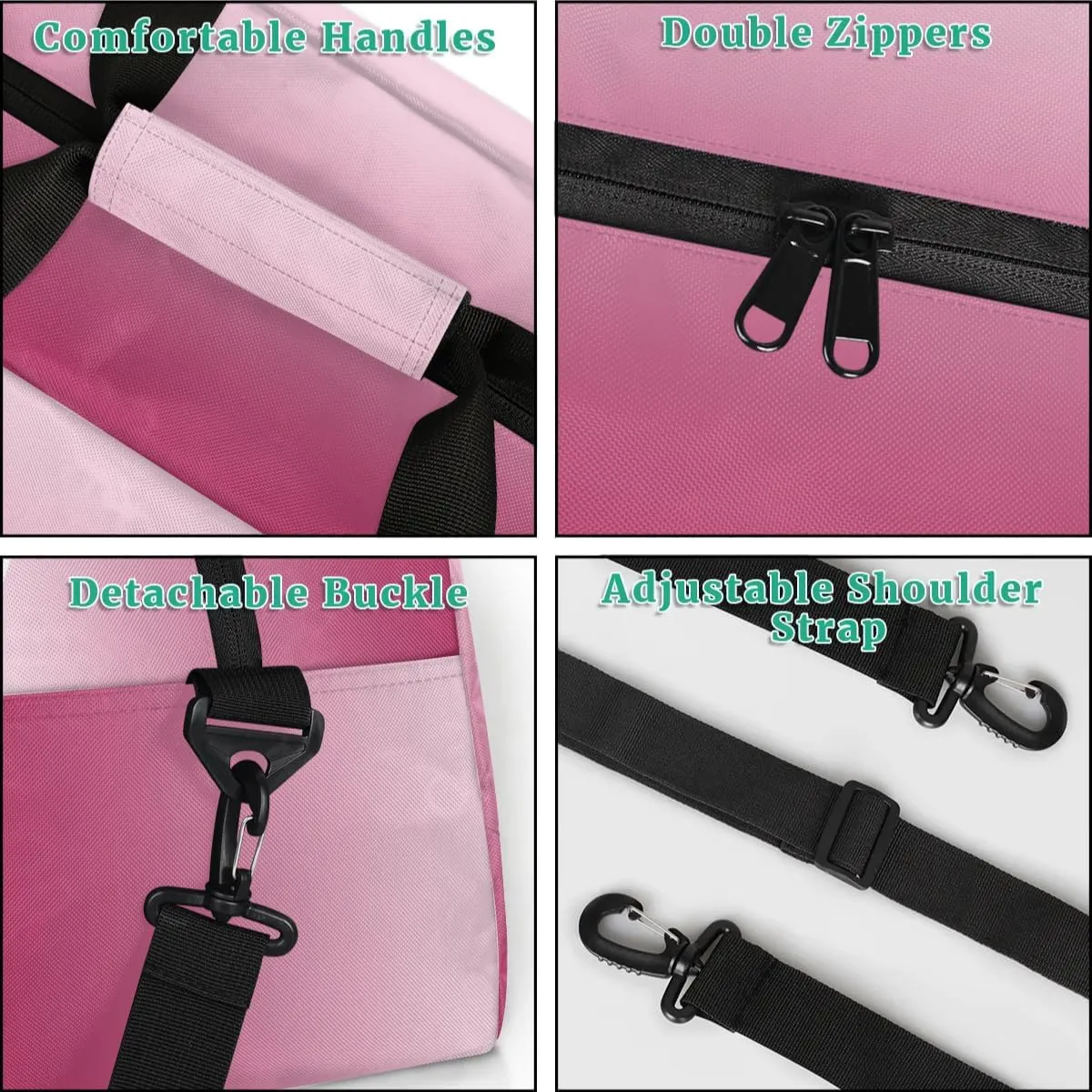 Personalized Initial Duffel Bags, Cusotm Sports Gym Bag Monogrammed Custom Travel Overnight Weekender Bag for Women Men with Name, Dark Pink Gradient