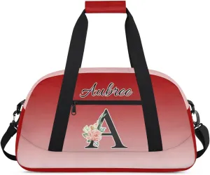 Personalized Initial Duffel Bags, Cusotm Sports Gym Bag Monogrammed Custom Travel Overnight Weekender Bag for Women Men with Name, Deep Red Gradient Custom Gifts