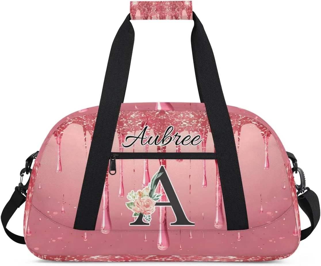Personalized Initial Duffel Bags, Cusotm Sports Gym Bag Monogrammed Custom Travel Overnight Weekender Bag for Women Men with Name, Fluid Custom Gifts