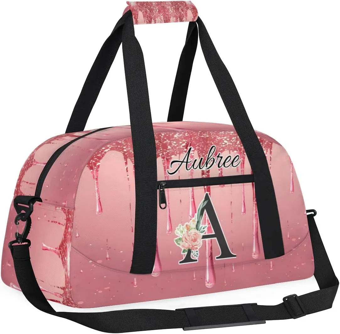 Personalized Initial Duffel Bags, Cusotm Sports Gym Bag Monogrammed Custom Travel Overnight Weekender Bag for Women Men with Name, Fluid Custom Gifts