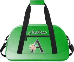 Personalized Initial Duffel Bags, Cusotm Sports Gym Bag Monogrammed Custom Travel Overnight Weekender Bag for Women Men with Name, Grass Green Gradient Custom Gifts
