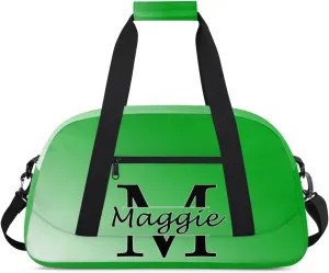 Personalized Initial Duffel Bags, Cusotm Sports Gym Bag Monogrammed Custom Travel Overnight Weekender Bag for Women Men with Name, Grass Green Gradient