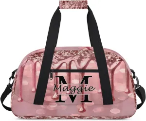 Personalized Initial Name Duffel Bags, Cusotmized Monogrammed Sports Gym Bag Custom Travel Overnight Weekender Bag for Women Men with Name, Custom Gifts, Fluids Glitter