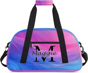 Personalized Initial Name Duffel Bags, Cusotmized Monogrammed Sports Gym Bag Custom Travel Overnight Weekender Bag for Women Men with Name, Custom Gifts, Multi-colored