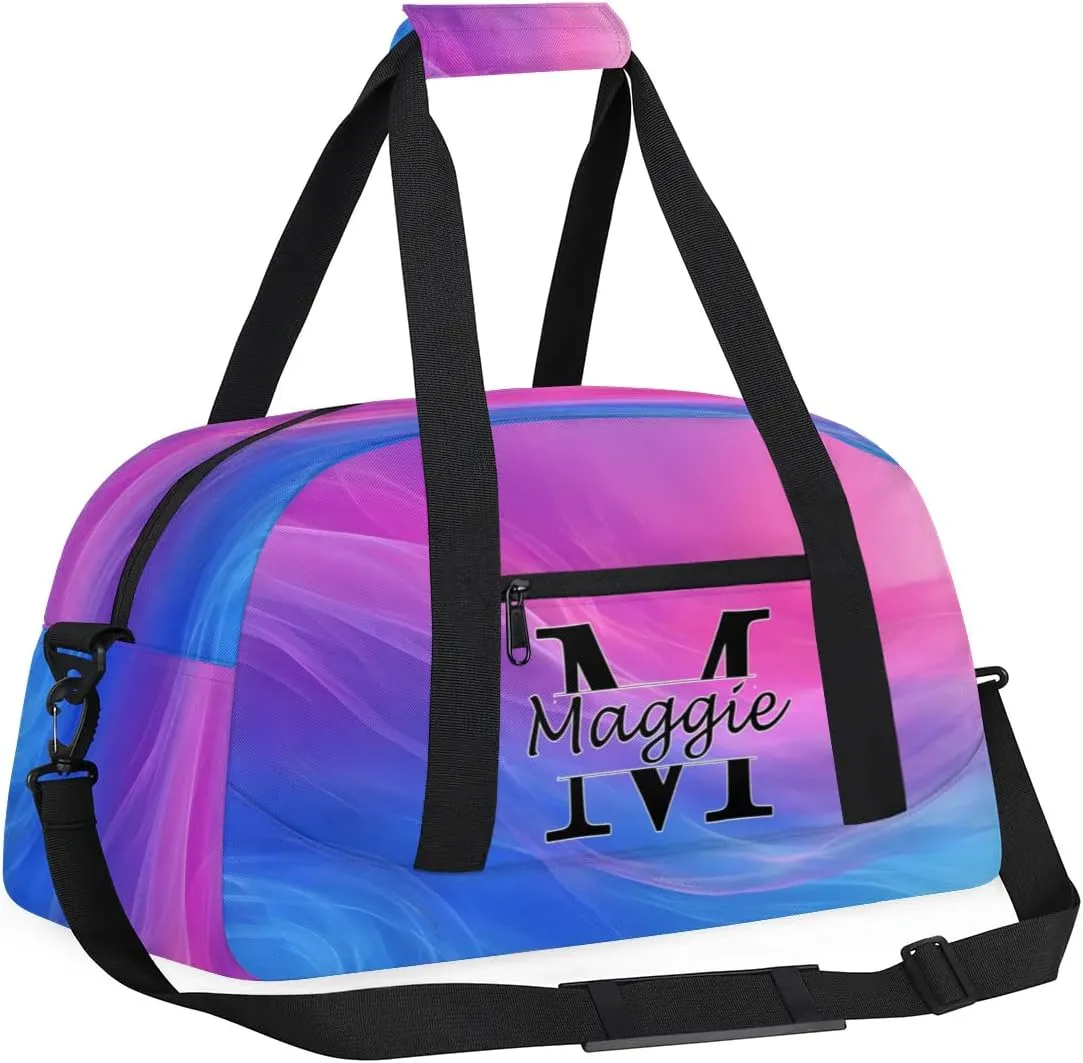 Personalized Initial Name Duffel Bags, Cusotmized Monogrammed Sports Gym Bag Custom Travel Overnight Weekender Bag for Women Men with Name, Custom Gifts, Multi-colored